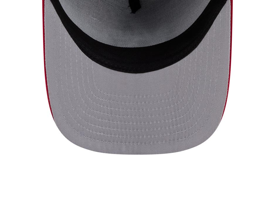 Atlanta Braves New Era MLB 9FIFTY 950 Snapback A-Frame Cap Hat Navy Blue Crown Red Visor White/Sky Blue Logo With Cartoon Gray UV