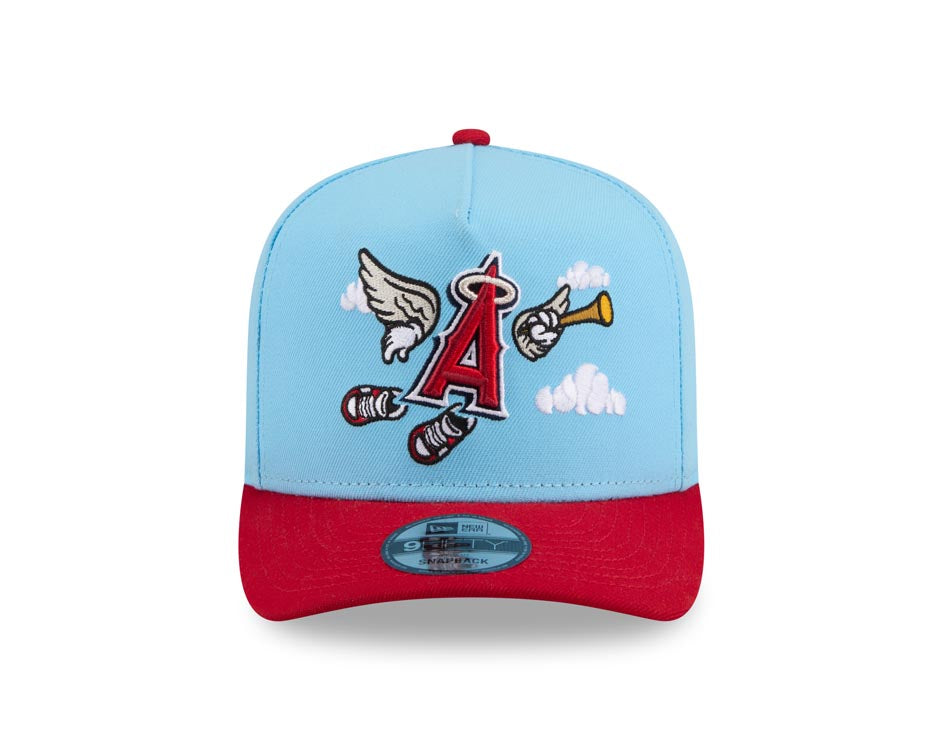 Los Angeles Anaheim Angels New Era MLB 9FIFTY 950 Snapback A-Frame Cap Hat Blue Crown Red Visor Team Color Logo With Cartoon Gray UV