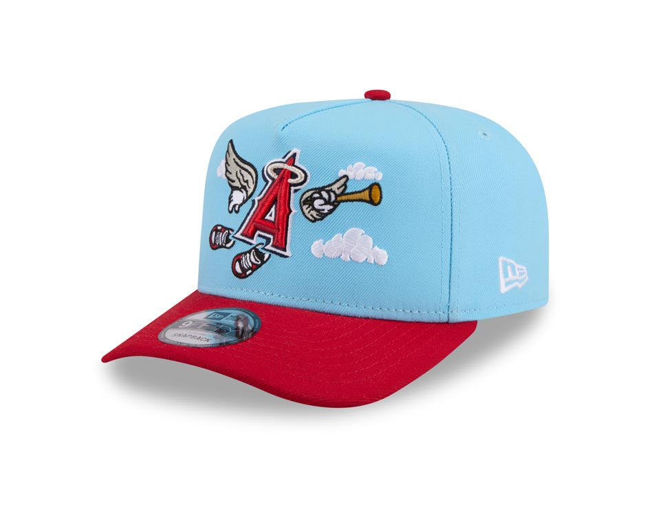 Los Angeles Anaheim Angels New Era MLB 9FIFTY 950 Snapback A-Frame Cap Hat Blue Crown Red Visor Team Color Logo With Cartoon Gray UV