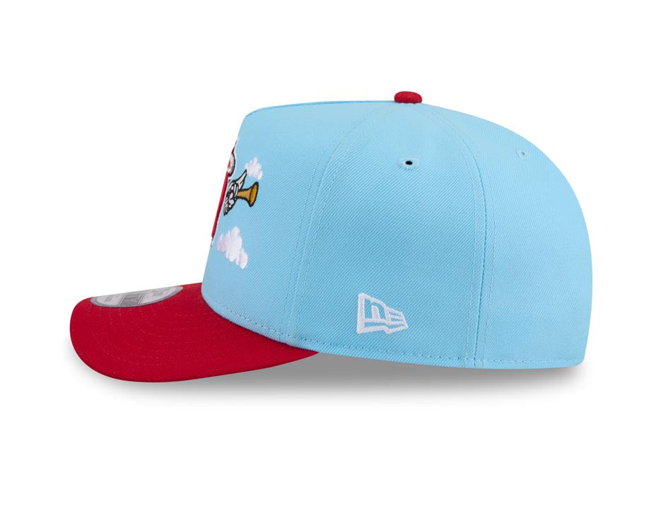 Los Angeles Anaheim Angels New Era MLB 9FIFTY 950 Snapback A-Frame Cap Hat Blue Crown Red Visor Team Color Logo With Cartoon Gray UV