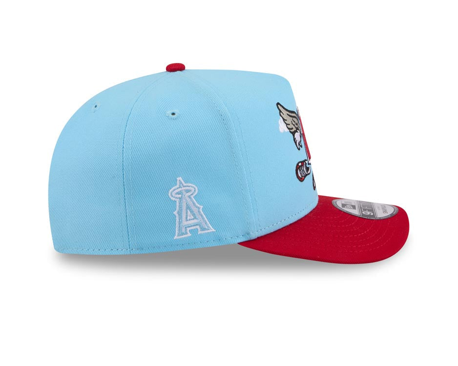 Los Angeles Anaheim Angels New Era MLB 9FIFTY 950 Snapback A-Frame Cap Hat Blue Crown Red Visor Team Color Logo With Cartoon Gray UV