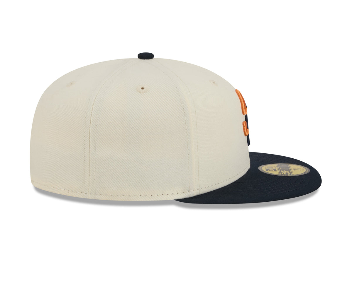 San Diego Padres New Era MLB 59FIFTY 5950 Fitted Cap Hat Chrome White Crown Navy Blue Visor Orange/Navy Logo (2026 City Connect 2.0)