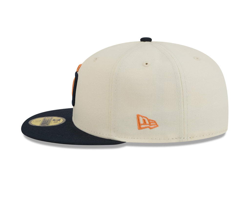 San Diego Padres New Era MLB 59FIFTY 5950 Fitted Cap Hat Chrome White Crown Navy Blue Visor Orange/Navy Logo (2026 City Connect 2.0)