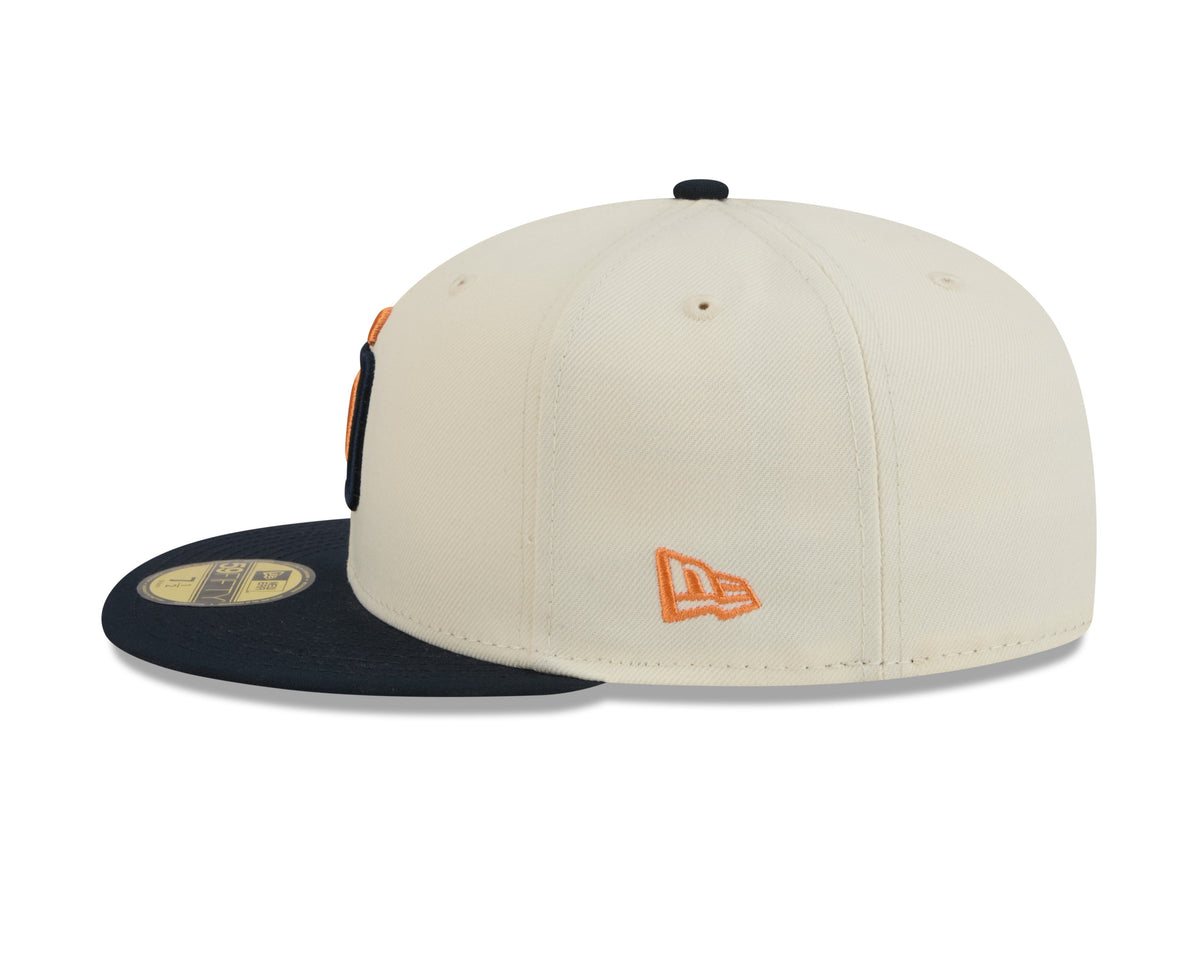 San Diego Padres New Era MLB 59FIFTY 5950 Fitted Cap Hat Chrome White Crown Navy Blue Visor Orange/Navy Logo (2026 City Connect 2.0)
