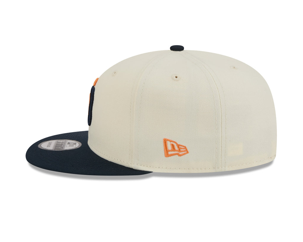 (Youth) San Diego Padres New Era MLB 9FIFTY 950 Kid Snapback Cap Hat Chrome White Crown Navy Blue Visor Orange/Navy Blue (2026 City Connect 2.0)
