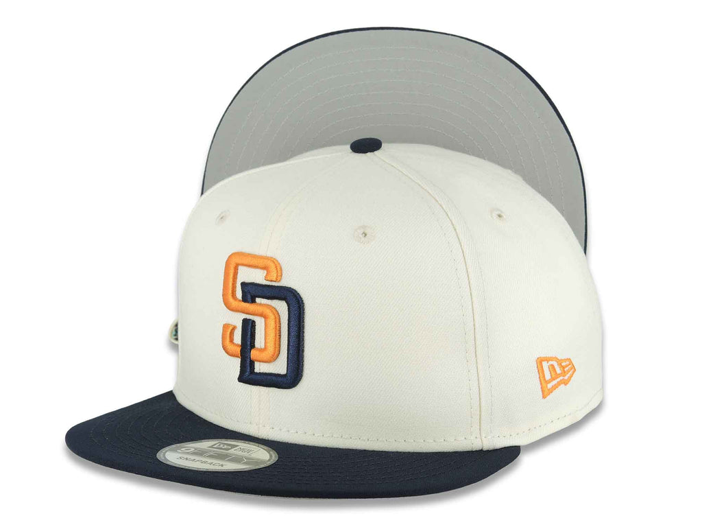 (Youth) San Diego Padres New Era MLB 9FIFTY 950 Kid Snapback Cap Hat Chrome White Crown Navy Blue Visor Orange/Navy Blue (2026 City Connect 2.0)