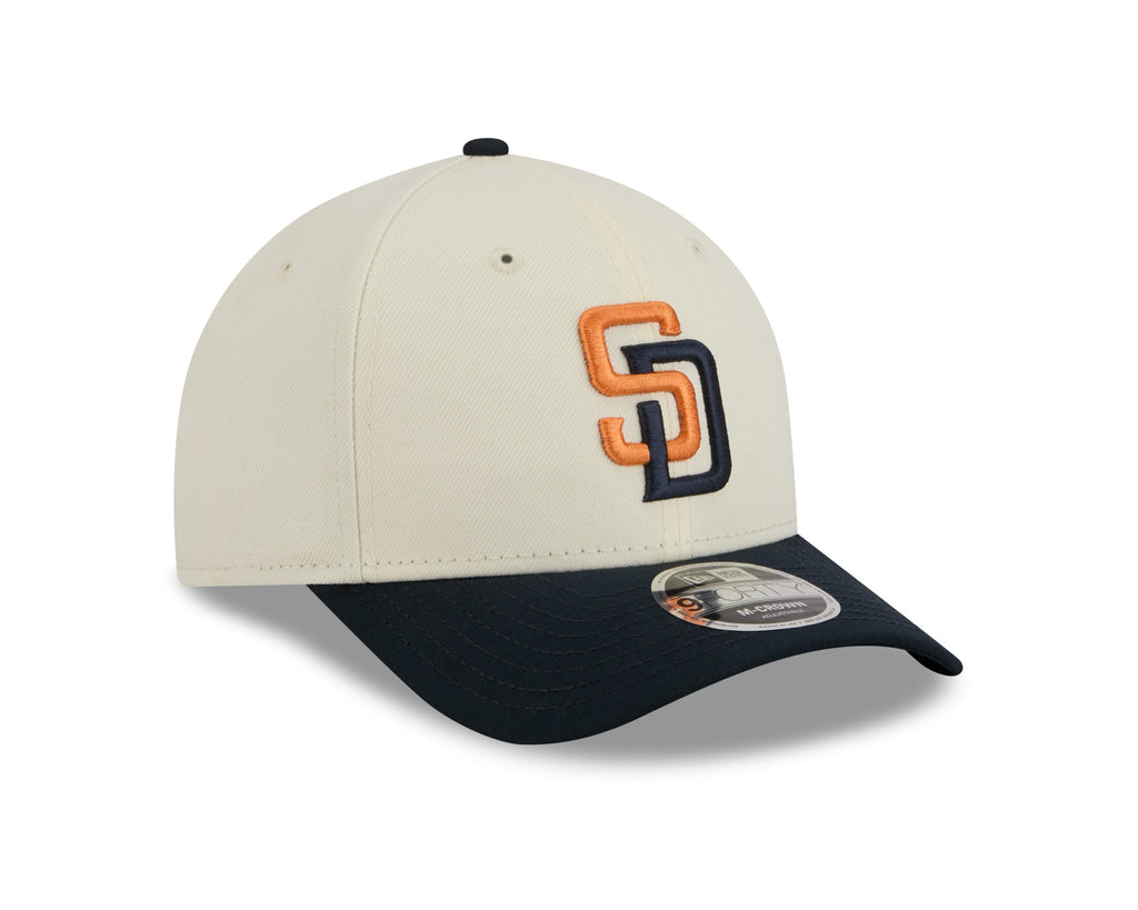 San Diego Padres New Era MLB 9FORTY 940 Adjustable M-Crown Cap Hat Chrome White Crown Navy Blue Visor Orange/Navy Logo (2026 City Connect 2.0)