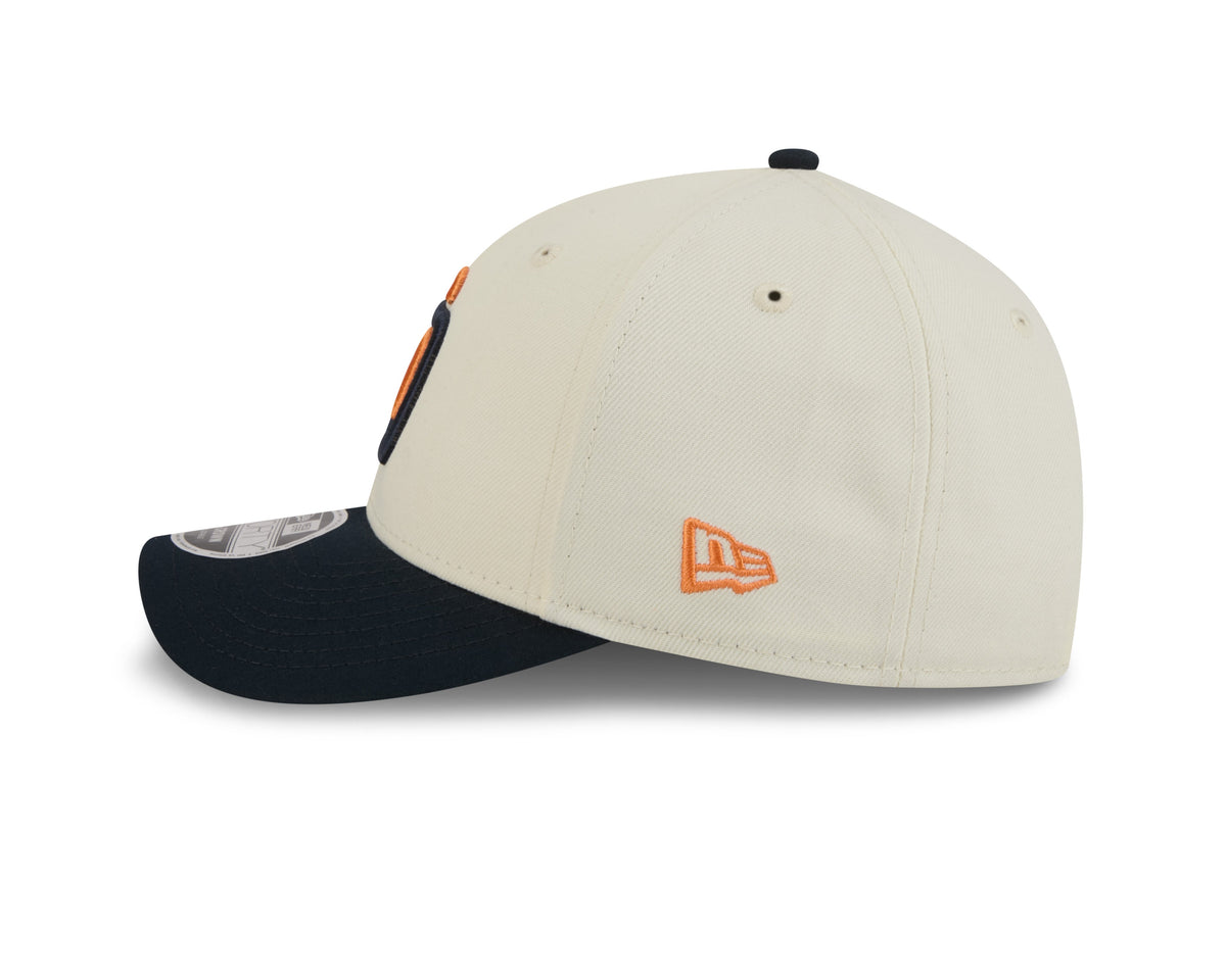 San Diego Padres New Era MLB 9FORTY 940 Adjustable M-Crown Cap Hat Chrome White Crown Navy Blue Visor Orange/Navy Logo (2026 City Connect 2.0)