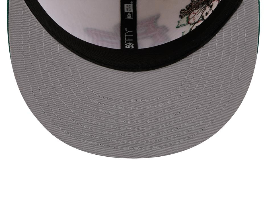 Puerto Rico New Era WBC 59FIFTY 5950 Fitted Cap Hat Chrome Crown Green Visor Red/Green Logo With Rose