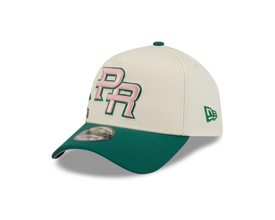 Puerto Rico New Era WBC 9FORTY 940 Adjustable A-Frame Cap Hat Crown Crown Green Visor Pink/Green Logo With Rose