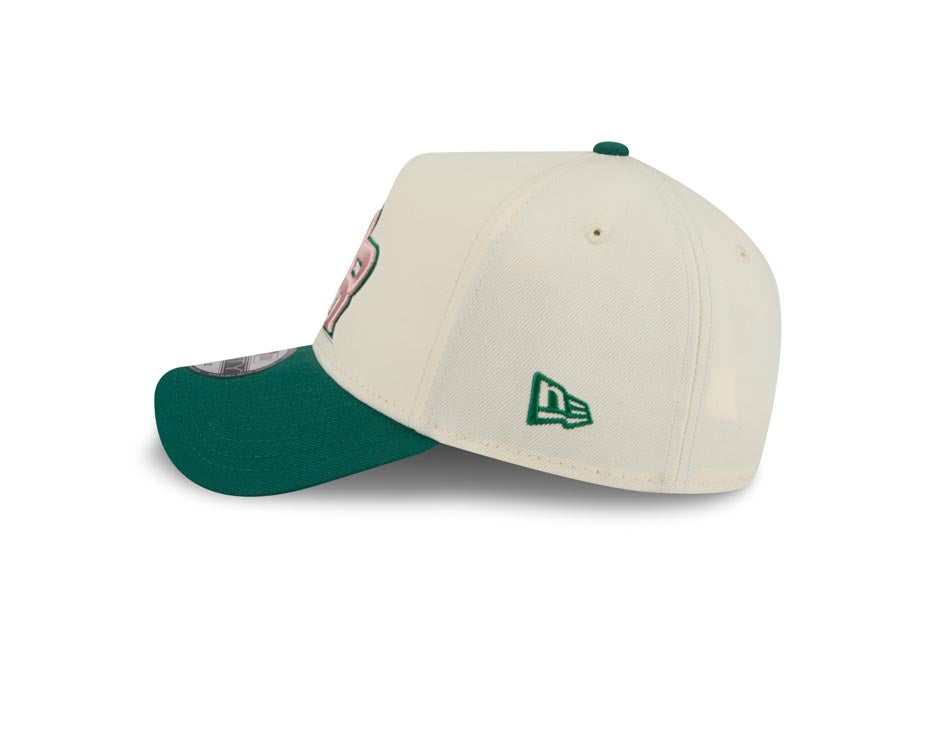 Puerto Rico New Era WBC 9FORTY 940 Adjustable A-Frame Cap Hat Crown Crown Green Visor Pink/Green Logo With Rose