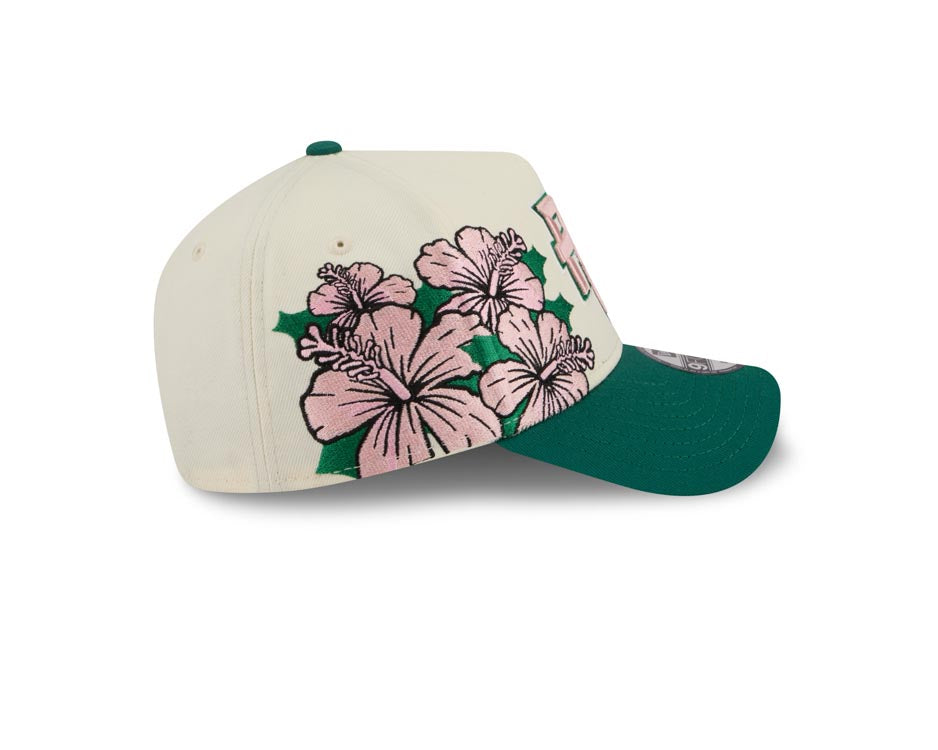 Puerto Rico New Era WBC 9FORTY 940 Adjustable A-Frame Cap Hat Crown Crown Green Visor Pink/Green Logo With Rose
