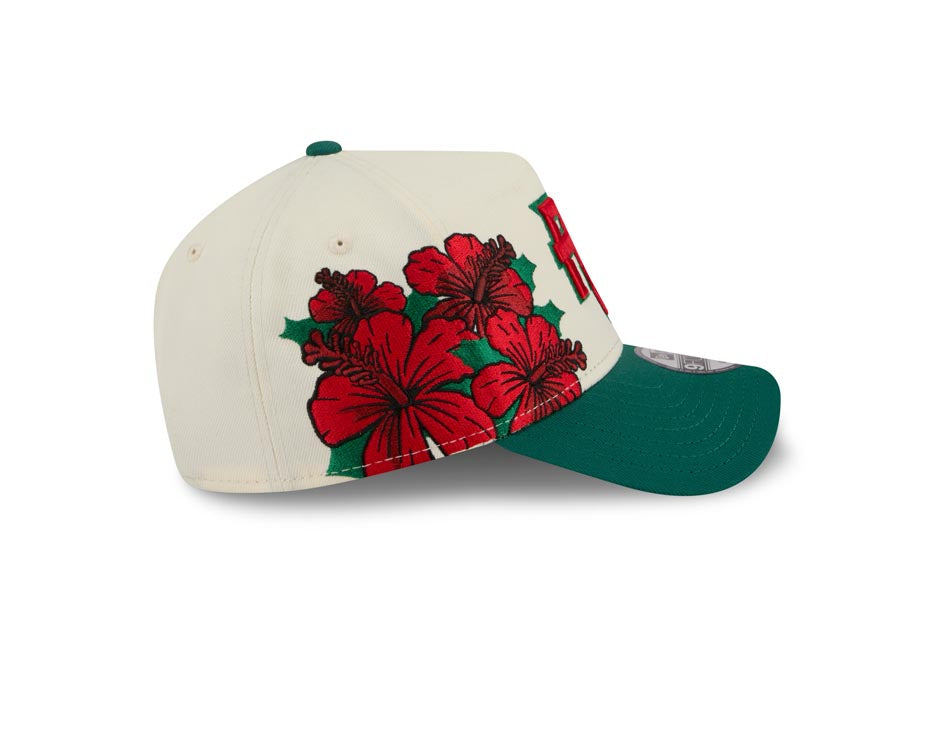 Puerto Rico New Era WBC 9FORTY 940 Adjustable A-Frame Cap Hat Chrome Crown Green Visor Red/Green Logo With Rose