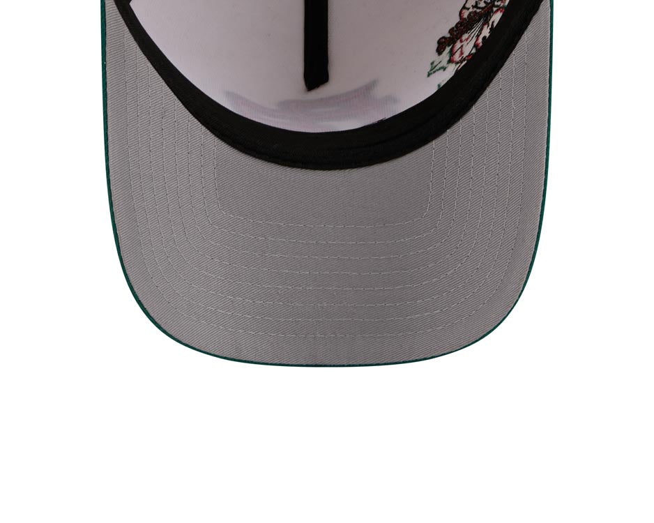 Puerto Rico New Era WBC 9FORTY 940 Adjustable A-Frame Cap Hat Chrome Crown Green Visor Red/Green Logo With Rose