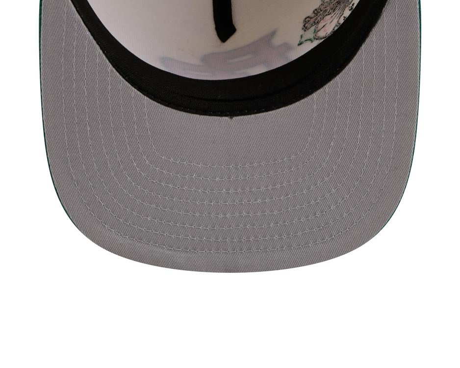 Puerto Rico New Era WBC 9FIFTY 950 Snapback A-Frame Cap Hat Chrome Crown Green Visor Pink/Green Logo With Rose
