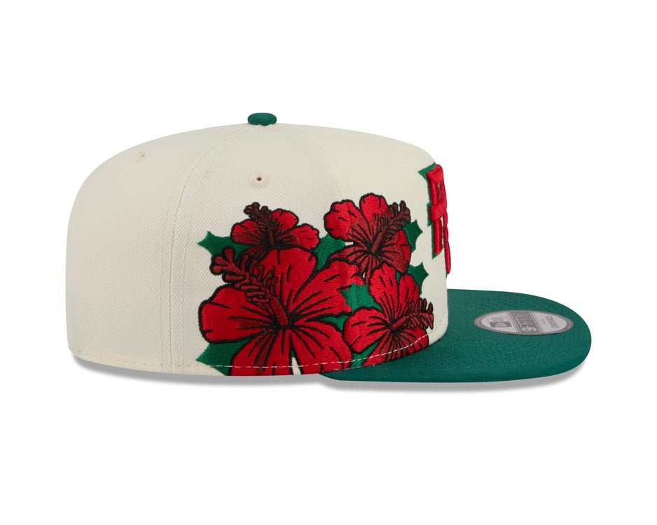 Puerto Rico New Era WBC 9FIFTY 950 Snapback A-Frame Cap Hat Chrome Crown Green Visor Red/Green Logo With Rose