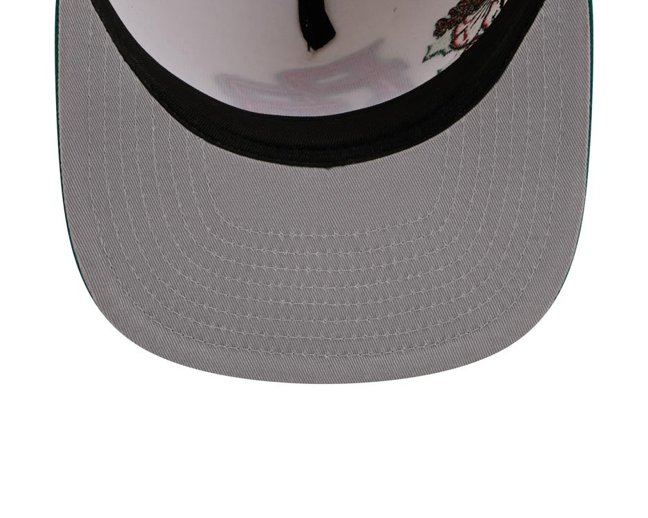 Puerto Rico New Era WBC 9FIFTY 950 Snapback A-Frame Cap Hat Chrome Crown Green Visor Red/Green Logo With Rose
