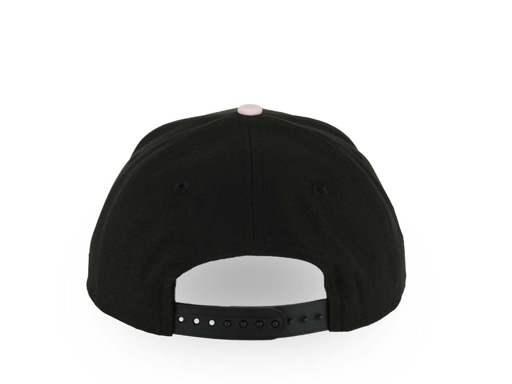 Puerto Rico New Era 9FORTY 940 Adjustable A-Frame Cap Hat Black Crown Pink Visor Black/White Logo Pink Flower WBC World Baseball Classic Side Patch