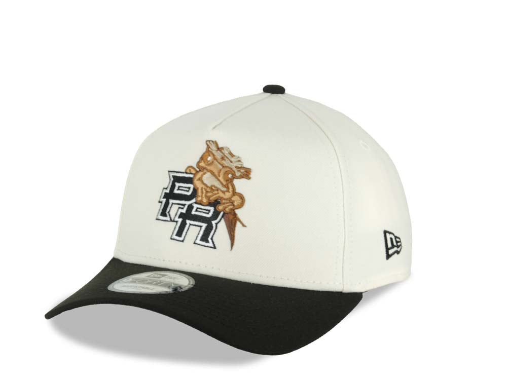 Puerto Rico New Era 9FORTY 940 Adjustable A-Frame Cap Hat Chrome White Crown Black Visor Black White Logo Frog WBC World Baseball Classic Side Patch