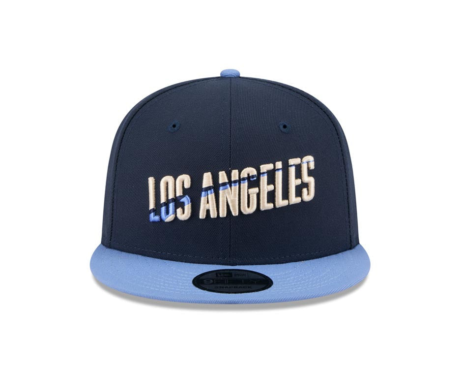 Los Angeles Dodgers New Era MLB 9FIFTY 950 Snapback Cap Hat Navy Blue Crown Sky Blue Visor White Script/Text Logo (City Connect 2024)