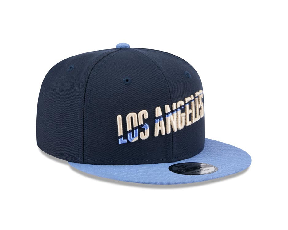 Los Angeles Dodgers New Era MLB 9FIFTY 950 Snapback Cap Hat Navy Blue Crown Sky Blue Visor White Script/Text Logo (City Connect 2024)