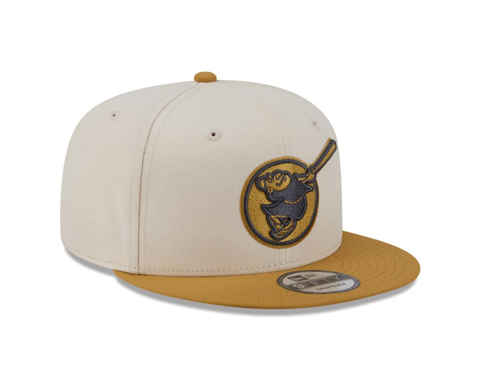 San Diego Padres New Era MLB 9FIFTY 950 Snapback Cap Hat Chrome Crown Light Brown Visor Light Brown Swinging Friar Logo (Color Pack)