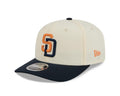 San Diego Padres New Era MLB 9SEVENTY 970 Snapback Cap Hat Chrome White Crown Navy Blue Visor Orange/Navy Logo Navy Blue UV (2026 City Connect 2.0)