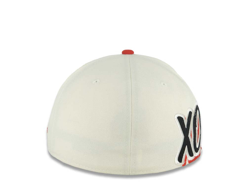 Xolos de Tijuana New Era Liga MX 59FIFTY 5950 Fitted Cap Hat Cream Crown Red Visor Team Color Logo Xolos Script Side Patch Red UV