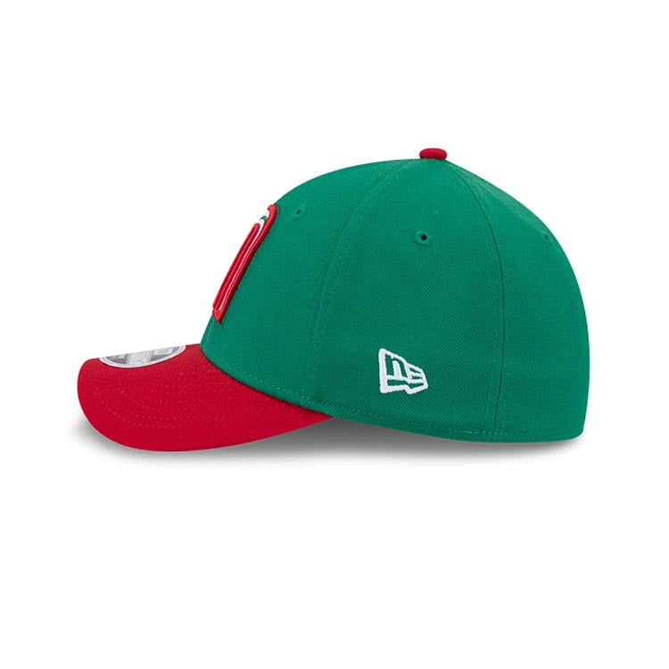 Mexico New Era WBC World Baseball Classic  39THIRTY 3930 Flexfit Cap Hat Green Crown Red Visor Team Color Logo Mexico Flag Side Patch Gray UV