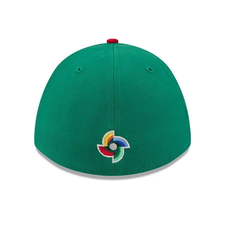 Mexico New Era WBC World Baseball Classic  39THIRTY 3930 Flexfit Cap Hat Green Crown Red Visor Team Color Logo Mexico Flag Side Patch Gray UV