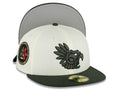 Mexico Aztec New Era 59FIFTY 5950 Fitted Cap Hat Chrome White Crown Dark Green Visor Green/Black Headdress Logo Aztec Calendar Side Patch Gray UV