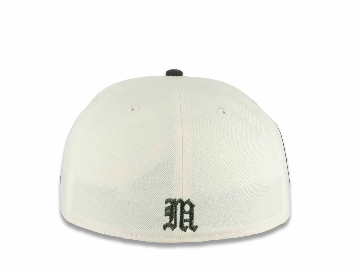 Mexico Aztec New Era 59FIFTY 5950 Fitted Cap Hat Chrome White Crown Dark Green Visor Green/Black Headdress Logo Aztec Calendar Side Patch Gray UV