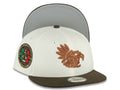 (Youth) Mexico Aztec New Era 9FIFTY 950 Kid Snapback Cap Hat Cream Crown Brown Visor Brown Headdress Logo Aztec Calendar Side Patch
