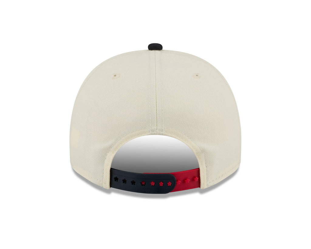 San Diego Padres New Era MLB 9FIFTY 950 Snapback A-Frame Cap Hat Cream Crown Navy Visor White/Red Logo 250th Anniversary Side Patch (2026 4th of July)