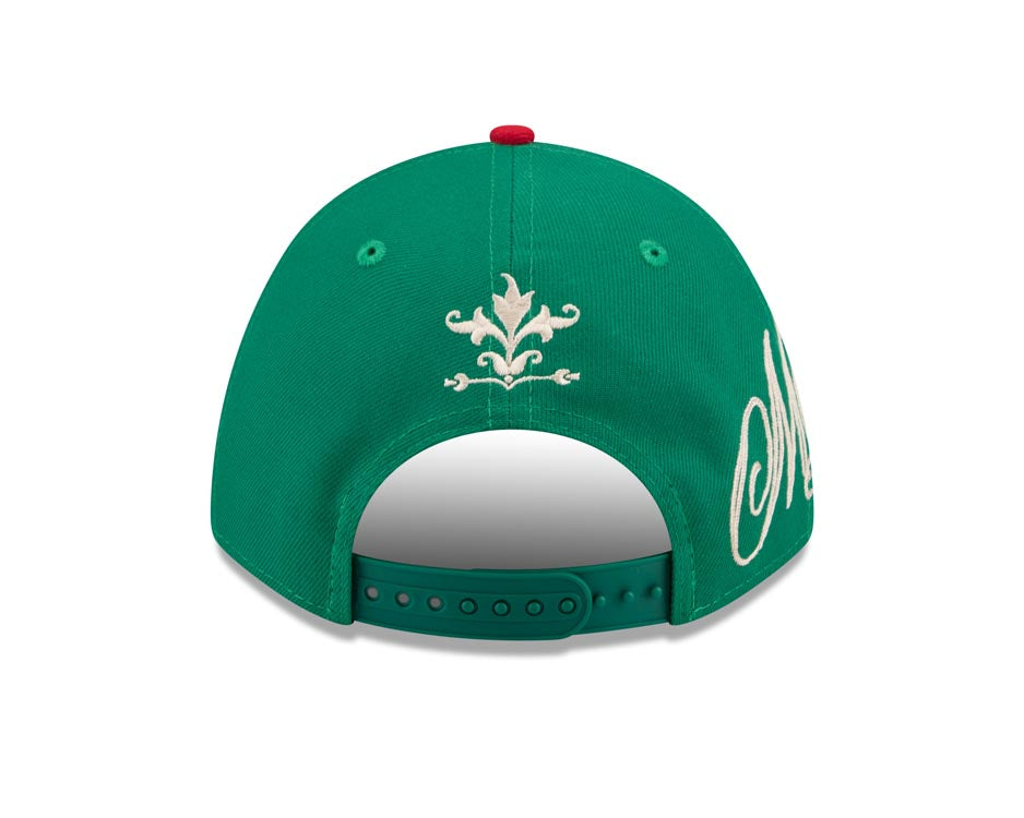 Mexico New Era 9FORTY 940 Adjustable M-Crown Cap Hat Green Crown Red Visor Team Color Logo Gray UV (Wordmark)