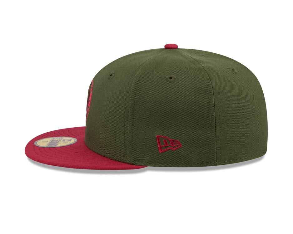Xolos de Tijuana New Era Liga MX 59FIFTY 5950 Fitted Cap Hat Dark Olive Green Crown Maroon Visor Maroon/Olive Logo Gray UV