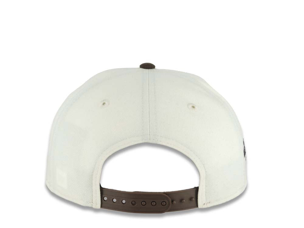 San Diego Padres New Era MLB 9FIFTY 950 Snapback Cap Hat Cream Crown Brown Visor Team Color Logo 2026 MLB World Tour Mexico City Series Side Patch