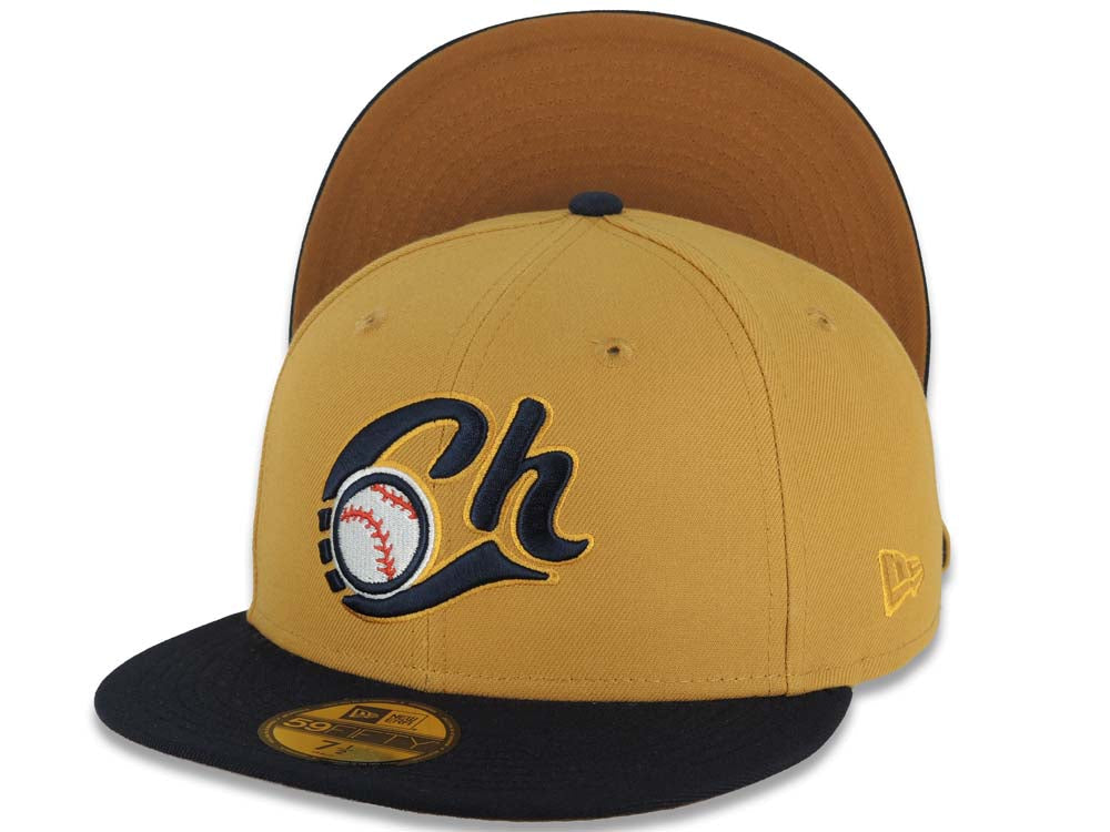 Charros de Jalisco New Era LMP 59FIFTY 5950 Fitted Cap Hat Tan Crown Navy Blue Visor Navy Blue/Tan Logo Tan UV