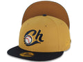 Charros de Jalisco New Era LMP 59FIFTY 5950 Fitted Cap Hat Tan Crown Navy Blue Visor Navy Blue/Tan Logo Tan UV