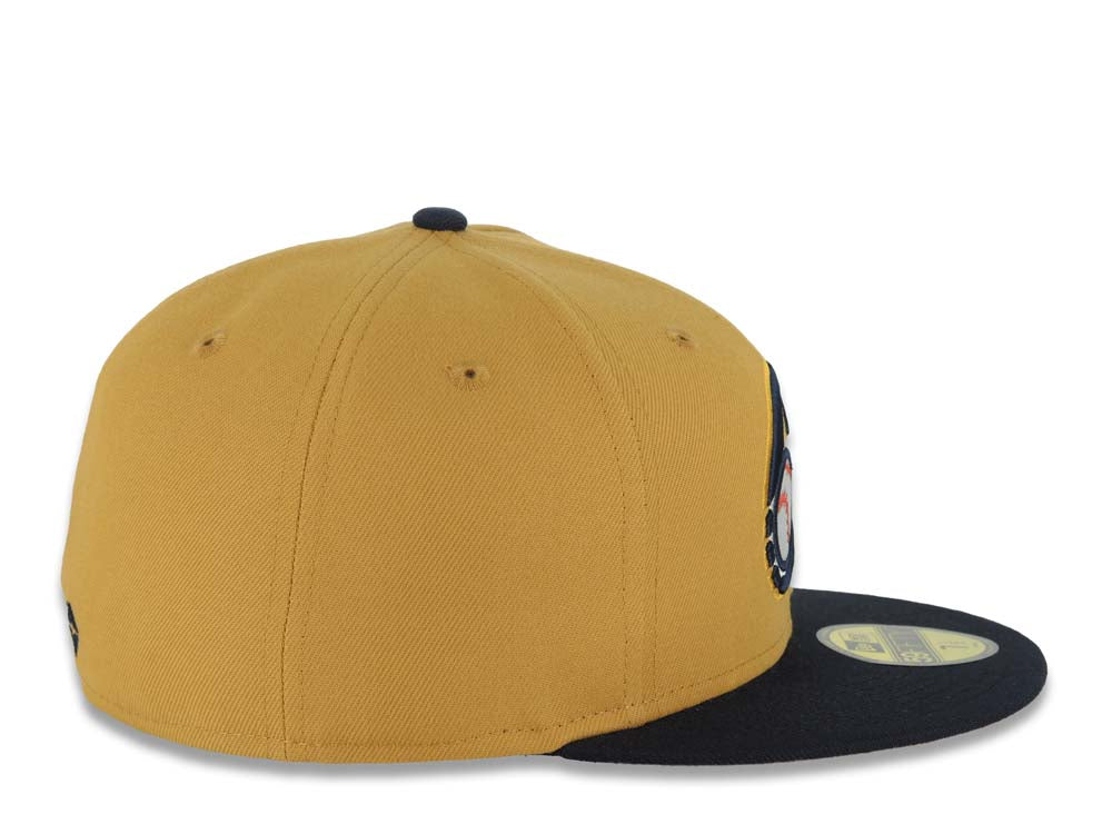 Charros de Jalisco New Era LMP 59FIFTY 5950 Fitted Cap Hat Tan Crown Navy Blue Visor Navy Blue/Tan Logo Tan UV