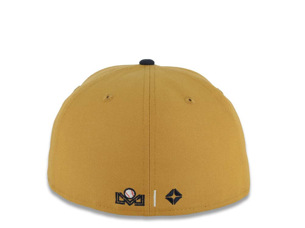 Charros de Jalisco New Era LMP 59FIFTY 5950 Fitted Cap Hat Tan Crown Navy Blue Visor Navy Blue/Tan Logo Tan UV