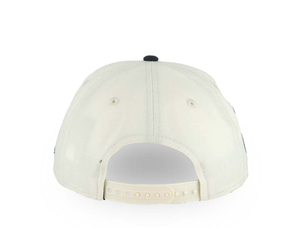 San Diego Padres New Era MLB 9FORTY 940 Adjustable A-Frame Cap Hat Cream Crown Navy Blue Visor Turquoise Logo With Rose 20 Years Petco Park Side Patch