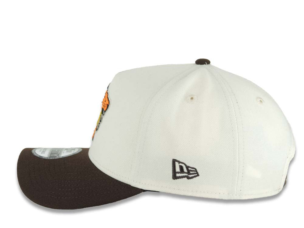 San Diego Padres New Era MLB 9FORTY 940 Adjustable A-Frame Cap Cream Crown Brown Visor Team Color Logo 2026 World Tour Mexico City Series Side Patch