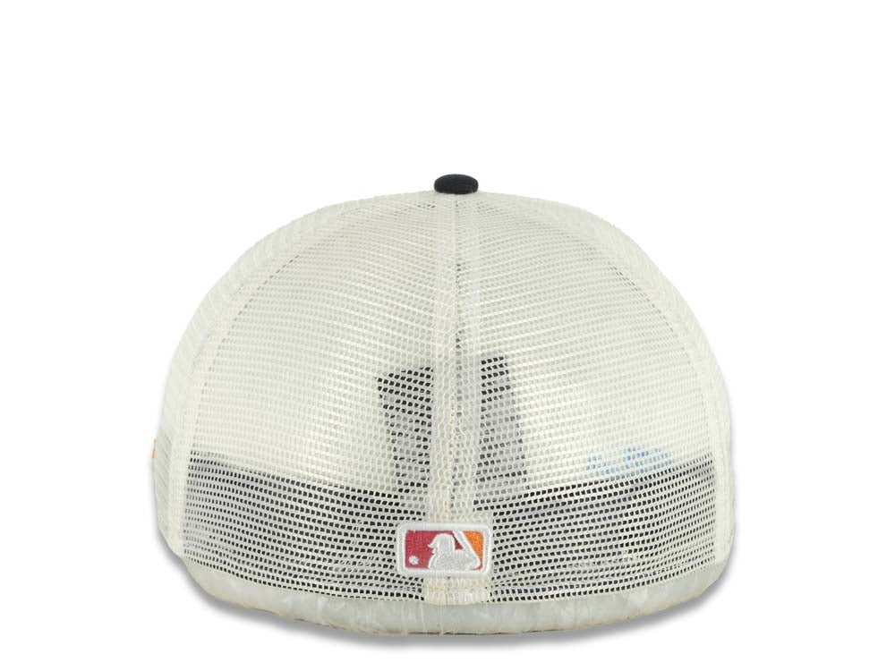 San Diego Padres New Era MLB 59FIFTY 5950 Mesh Trucker Fitted Cap Hat Cream Crown Navy Blue Visor Orange/Navy Blue Logo (2026 City Connect 2.0)