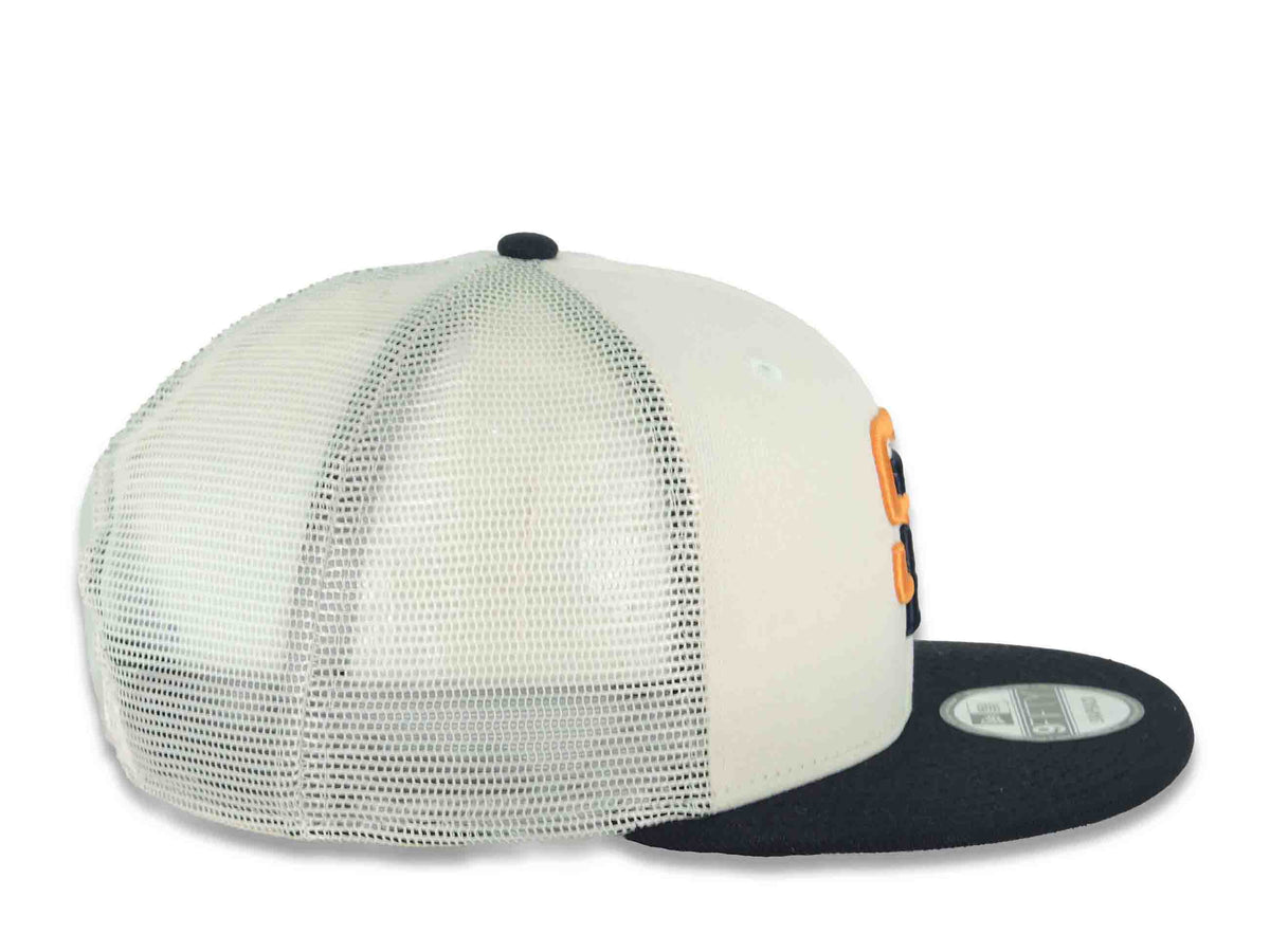 San Diego Padres New Era MLB 9FIFTY 950 Mesh Trucher Snapback Cap Hat Cream Crown Navy Blue Visor Orange/Navy Blue Logo (2026 City Connect 2.0)