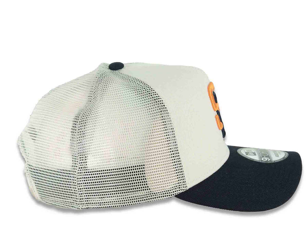 San Diego Padres New Era MLB 9FORTY 940 Adjustable A-Frame Mesh Trucker Cap Hat Cream Crown Navy Blue Visor Orange/Navy Blue Logo (2026 City Connect)