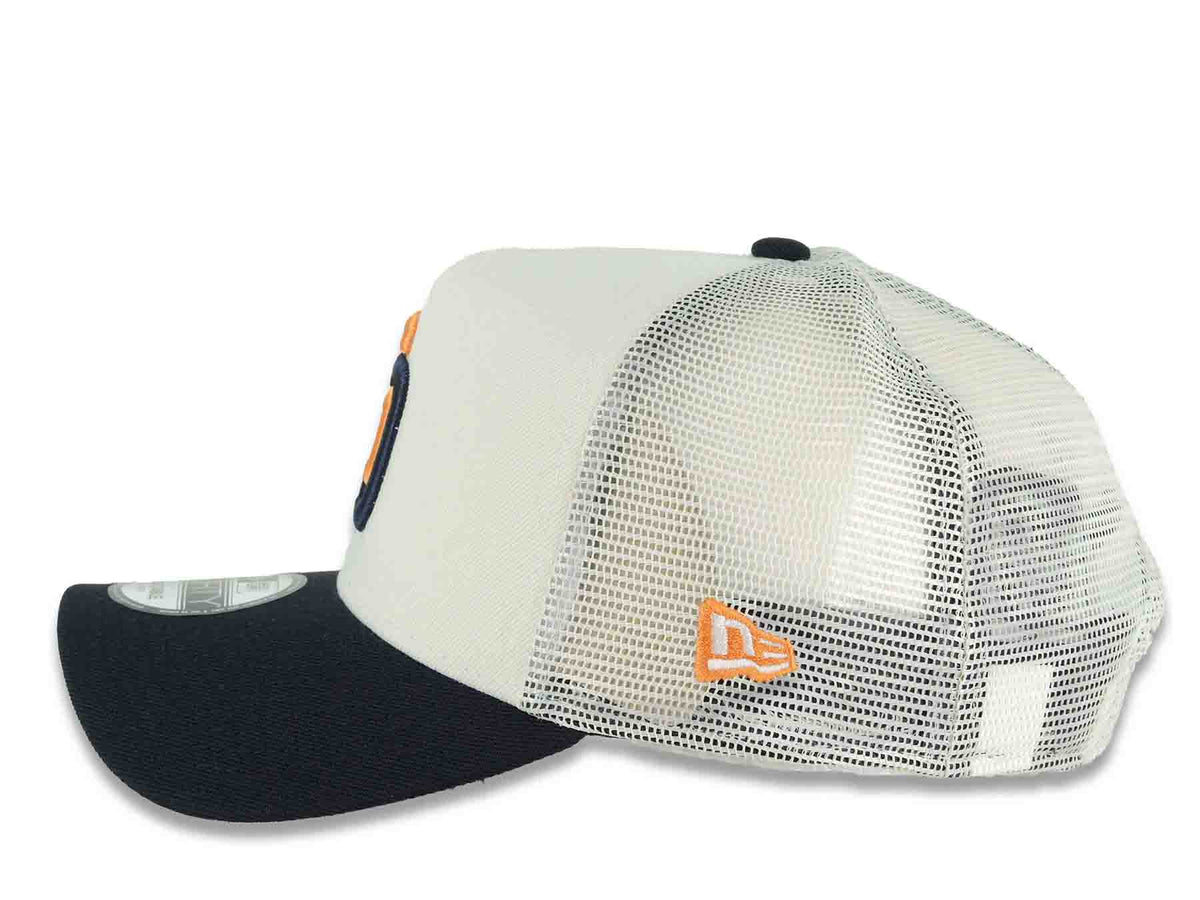 San Diego Padres New Era MLB 9FORTY 940 Adjustable A-Frame Mesh Trucker Cap Hat Cream Crown Navy Blue Visor Orange/Navy Blue Logo (2026 City Connect)