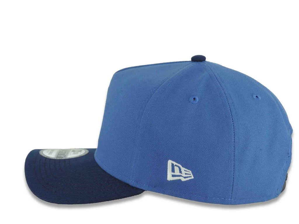 San Diego Padres New Era MLB 9FORTY 940 Adjustable A-Frame Cap Hat Dark Sky Blue Crown Navy Blue Visor White Logo Petcopark Side Patch Gray UV