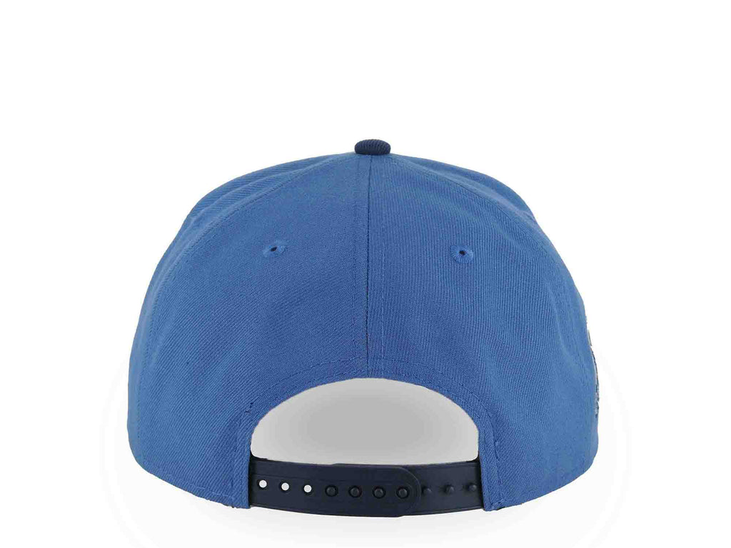 San Diego Padres New Era MLB 9FORTY 940 Adjustable A-Frame Cap Hat Dark Sky Blue Crown Navy Blue Visor White Logo Petcopark Side Patch Gray UV