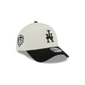 New York Mets New Era MLB 9FORTY 940 Adjustable A-Frame Cap Hat Chrome White Crown Black Visor Black Upside Down Logo 50th Anniversary Side Patch